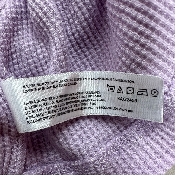 Free People Lavender Waffle Thermal Long Sleeve Top Size XS Intimately Free - Picture 10 of 11
